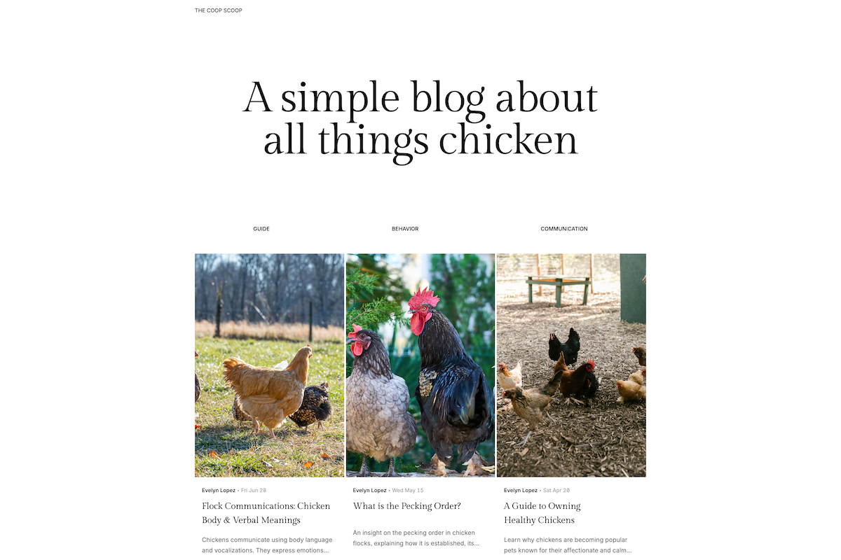 The Coop Scoop Blog screenshot