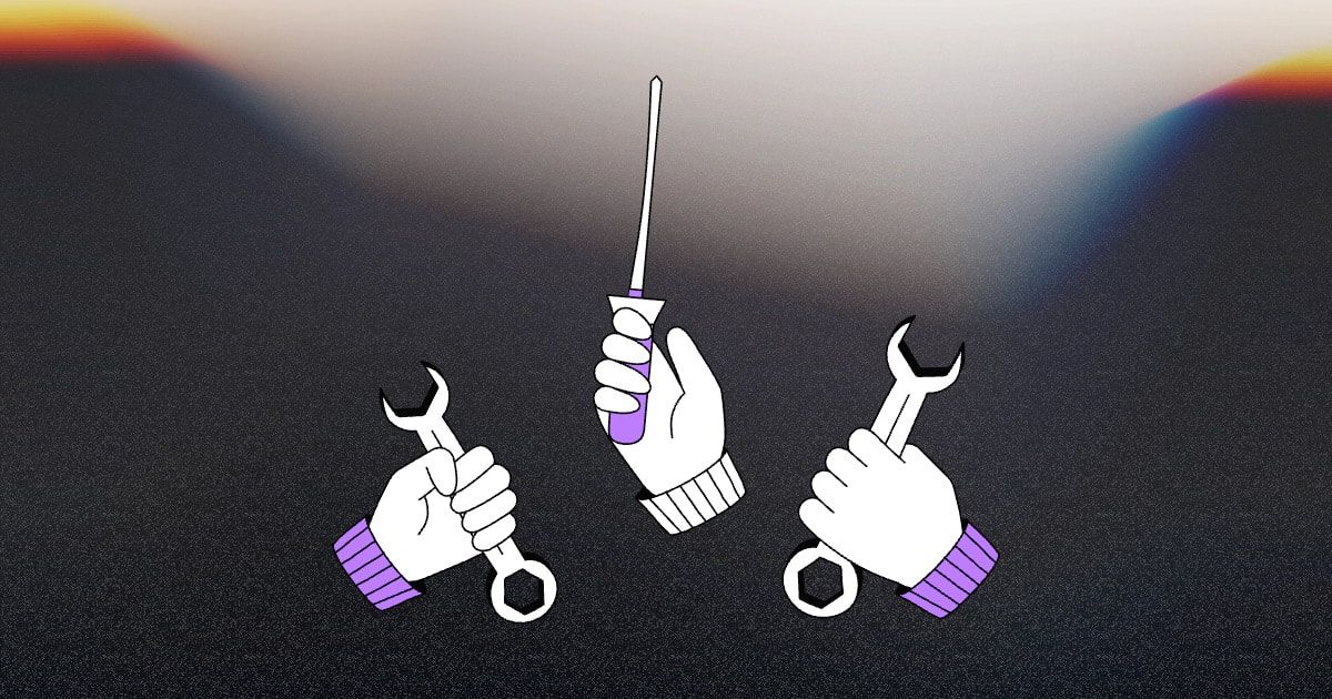 Hand-drawn illustration of three hands holding a wrench and screwdriver, representing DIY website maintenance